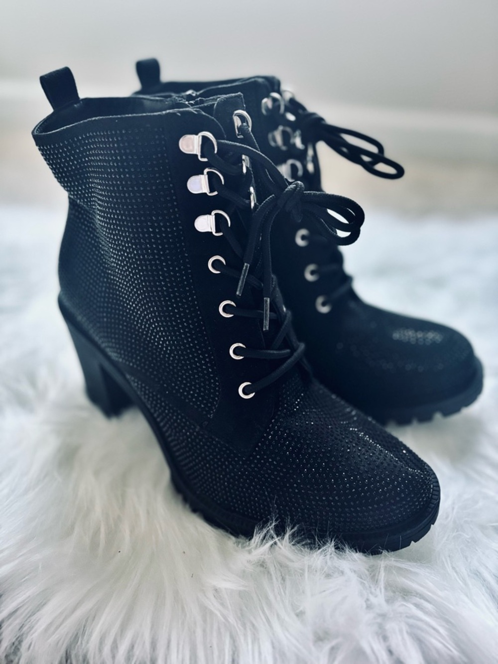 torrid Black Lace-Up Chunky Heel Ankle Boots